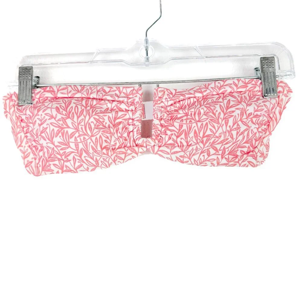 NWOT Onia Genevieve Bikini Top Rosette White Micro Leaves Pink Size Small S NEW - Picture 2 of 11